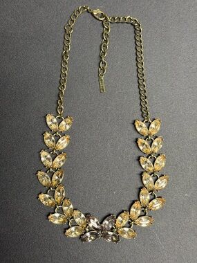 Gold-Tone Crystal Leaf Statement Necklace - Women's Jewelry
